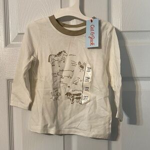Cat & Jack White Kids Farm Animal Long Sleeve Tee Size 18 months NWT